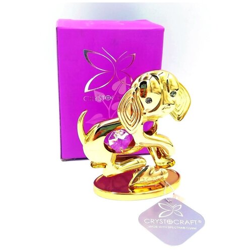 Сувенир статуэтка фигурка CRYSTOCRAFT Собака 9см, миниатюра CRYSTOCRAFT Собака, подарок - сувенир Собака, статуэтка Собака с кристалом, статуэтка для интерьера Собака, статуэтка в подарок.