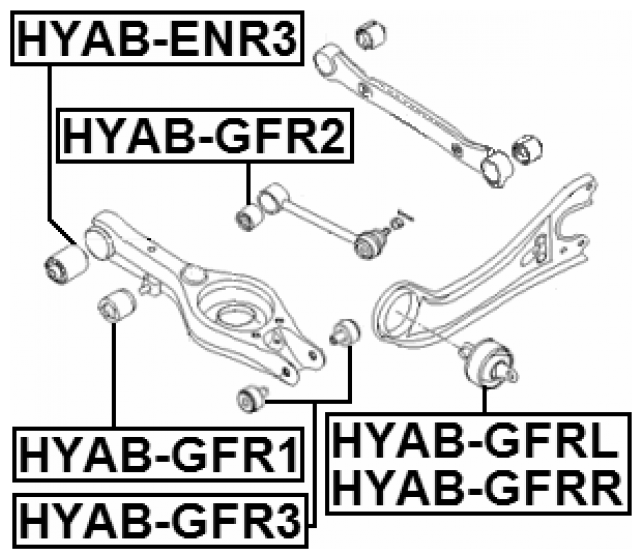 Сайлентблок задней поперечной тяги Febest HYAB-GFR2