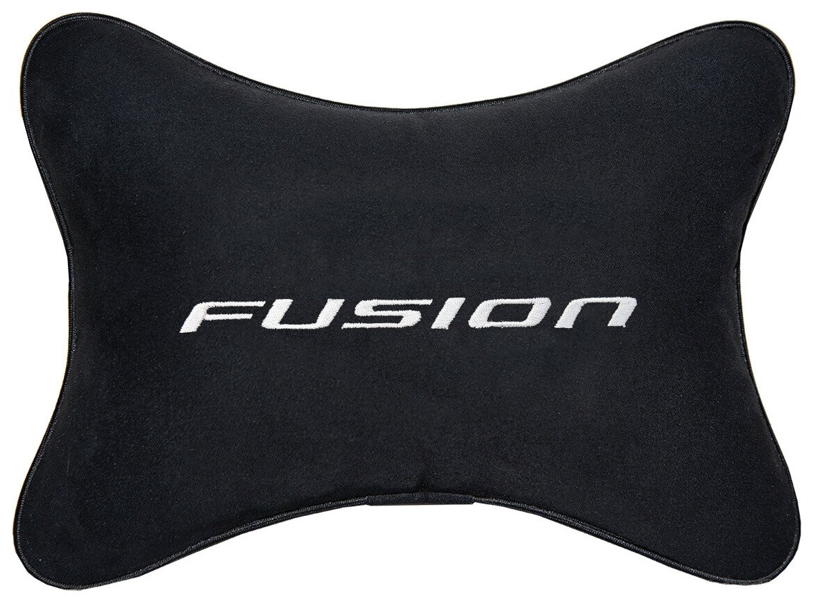 Автомобильная подушка на подголовник алькантара Black с логотипом автомобиля FORD Fusion