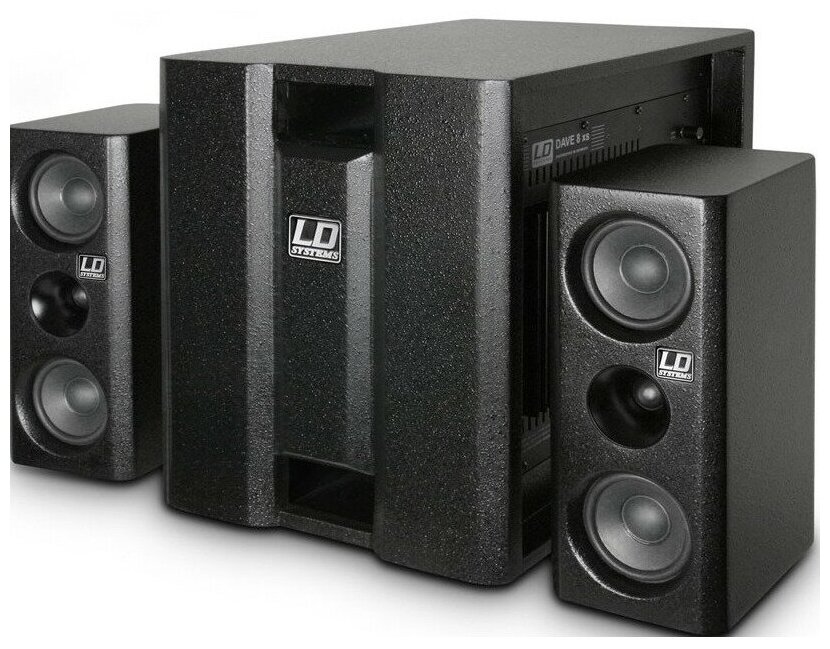 LD Systems DAVE 8 XS - Портативная мультимедийная звуковая система 2.1 (Сабвуфер 8" + 2 сателлита 4"), цвет чёрный