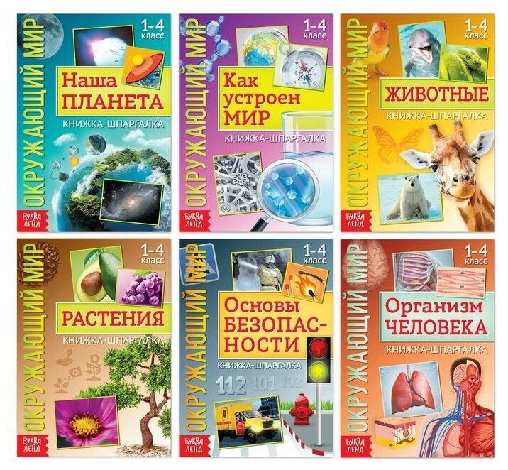 Книги-шпаргалки Буква-ленд "Мир природы и человека", 6 штук