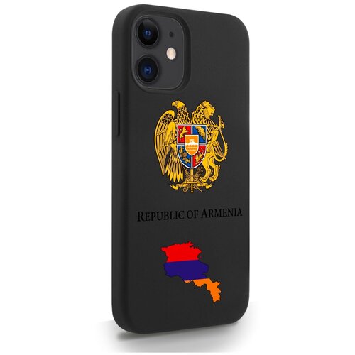 Черный силиконовый чехол SignumCase для iPhone 12 Mini Герб Армении для Айфон 12 Мини