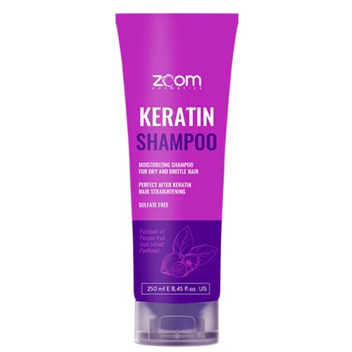 Шампунь бессульфатный для домашнего ухода ZOOM Keratin Shampoo 250 ml (NEW)