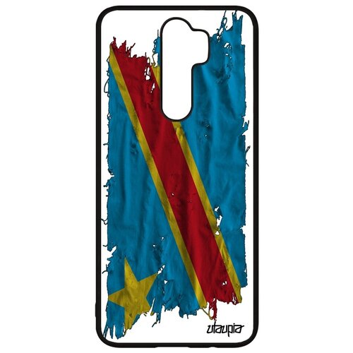 фото Качественный чехол для мобильного // xiaomi redmi note 8 pro // "флаг конго киншаса на ткани" стиль страна, utaupia, белый