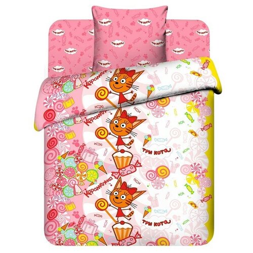 фото Детское постельное бельё 1,5 сп. десерт карамельки три кота 4304640 yandex market
