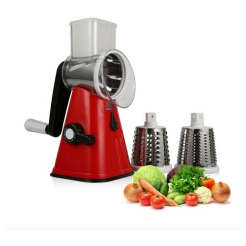 Мультислайсер - овощерезка для овощей и фруктов с 3 насадками (красный)
