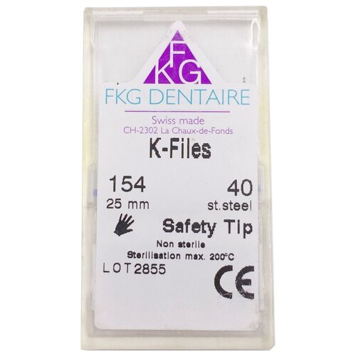 K-files - ручные стальные файлы, стандартная ручка, 25 мм, N40