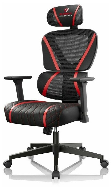 Эргономичное компьютерное кресло (для геймеров) Eureka Norn, красный