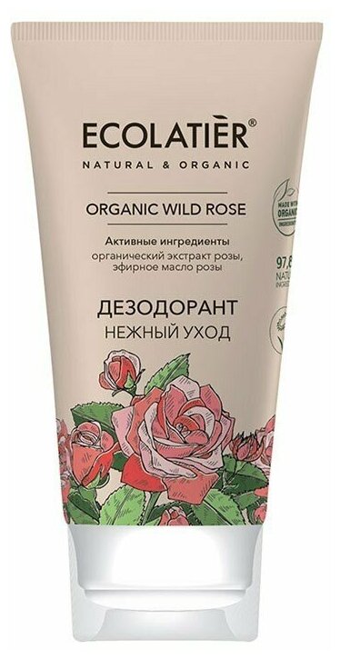 Ecolatier GREEN Дезодорант Нежный уход Серия ORGANIC WILD ROSE, 40 мл