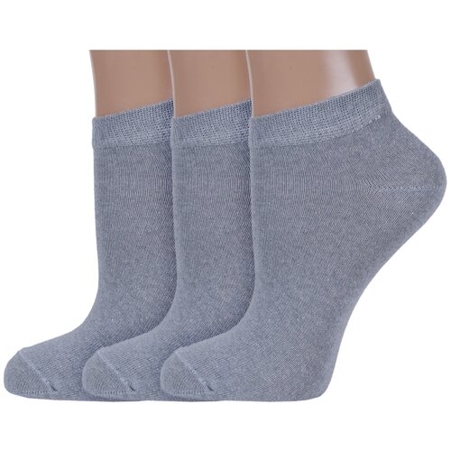фото Комплект из 3 пар женских носков борисоглебский трикотаж №23 серые меланж, размер 23
