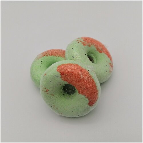 фото Cafe mimi бурлящий шарик/ гейзер для ванны "персиковый пончик с киви", 140 г набор 3 шт.