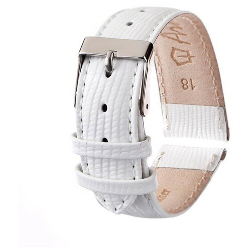 Ремешок для часов, мужской, 18 мм, запряжник 75 мм, горт 115 мм, натуральная кожа, белый