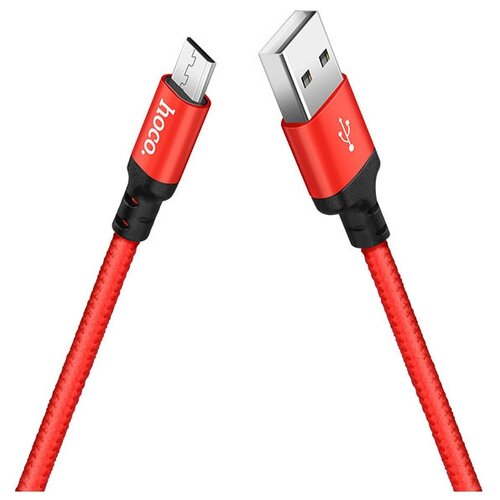 Кабель Hoco X14 Times speed USB - microUSB, 2 м, 1 шт., красный кабель hoco x14 микро usb am и usb microb красный 1м