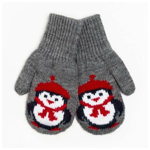 Варежки Бараноwool зимние, шерсть, размер 14 см, серый