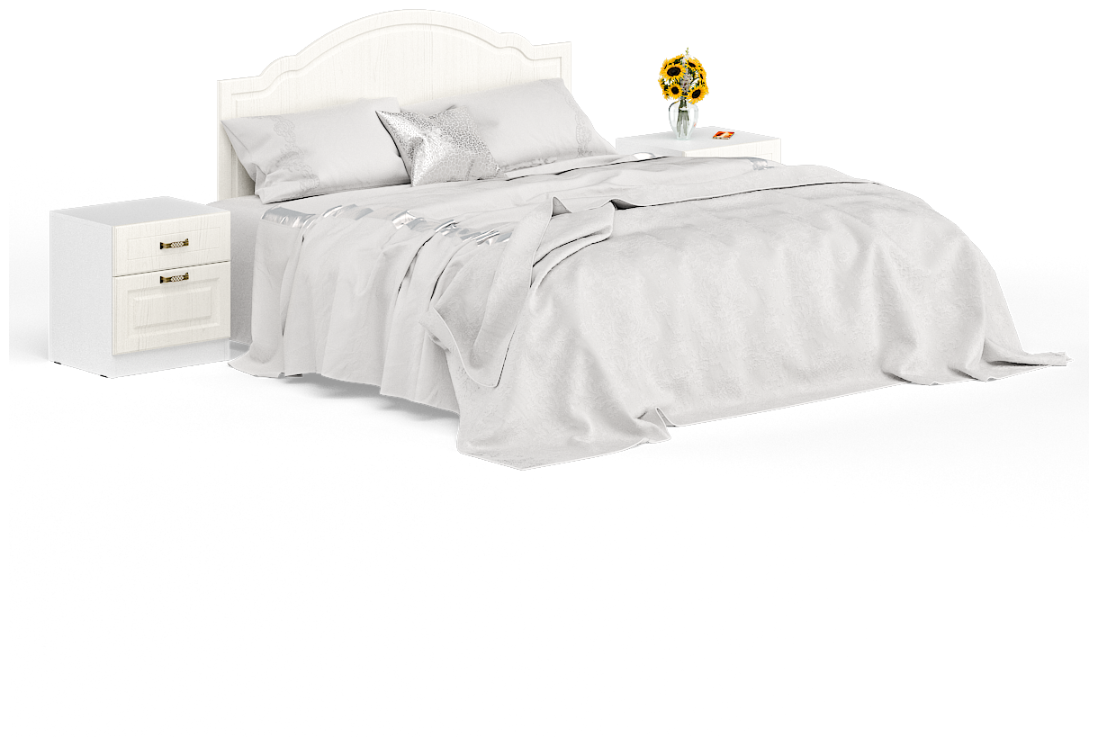 Кровать 1600 Ливерпуль с основанием и двумя тумбами цвет ясень ваниль/белый