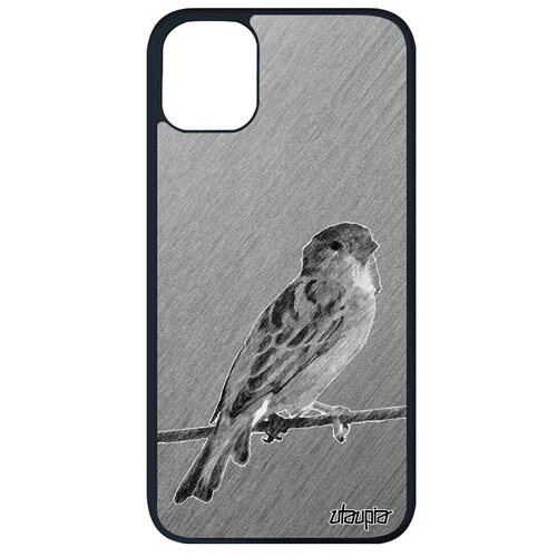 фото Противоударный чехол на // apple iphone 11 pro max // "воробей" воробышек птичка, utaupia, розовый