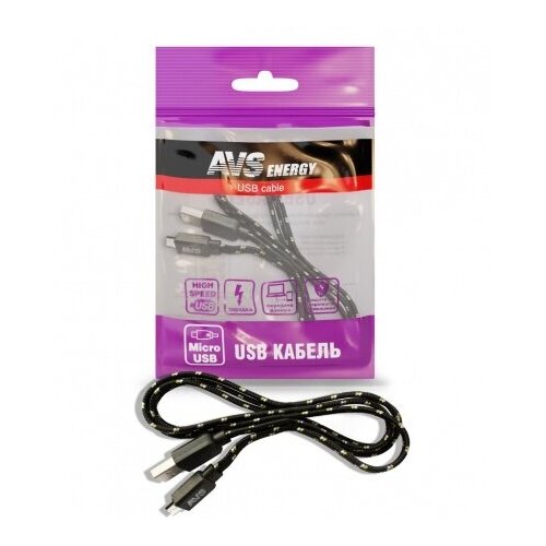 USB - micro USB кабель AVS micro USB(1м) MR-321 (плоский текстиль)