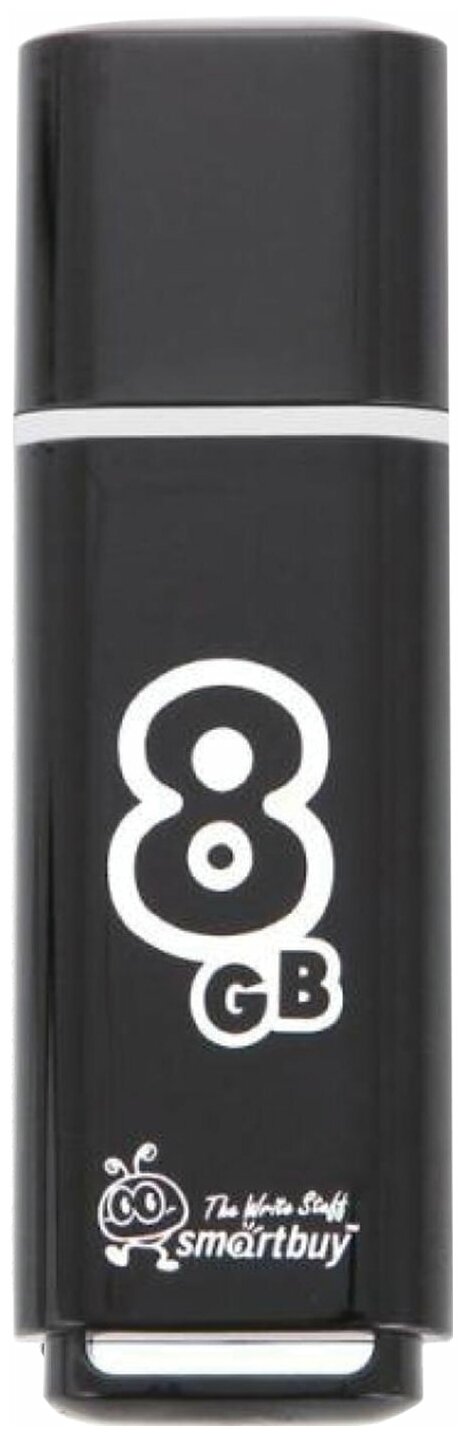 Флеш-диск 8 GB, SMARTBUY Glossy, USB 2.0, черный, SB8GBGS-K