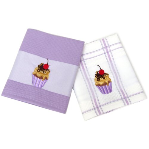 фото Tana home collection кухонное полотенце keks цвет: белый, сиреневый (45х70 см - 2 шт) br42059