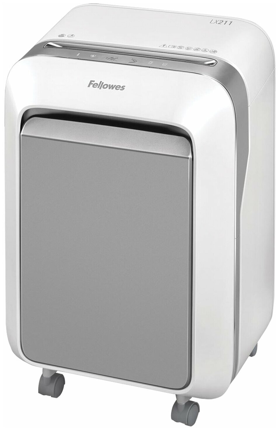 Шредер Fellowes® Powershred® LX211, белый, DIN P-5, 2х12 мм, 15 лст, 23 лтр, Jam Proof™, SafeSense