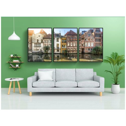 фото Набор модулных постеров для интерьера "гент, лей, отражение" 60x90 см. в тубусе, без рамки lotsprints