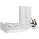 Мебель для спальни белая Стандарт № 4 Стандарт с кроватью 1800, цвет белый, спальное место 1800х2000 мм, без матраса, основание есть - изображение