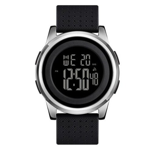 фото Часы skmei 1502, водонепроницаемые,серебристые.черный циферблат.