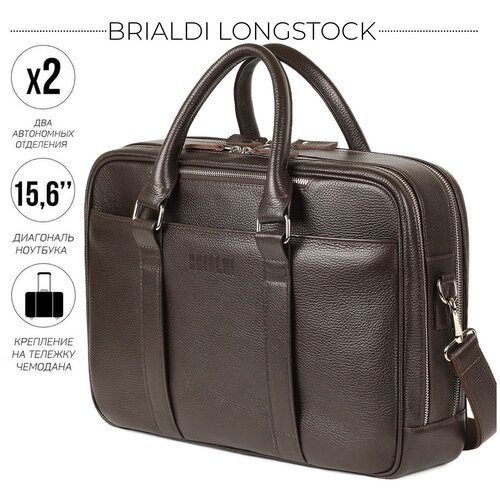 фото Вместительная деловая сумка с 2 отделениями brialdi longstock (лонгсток) relief brown