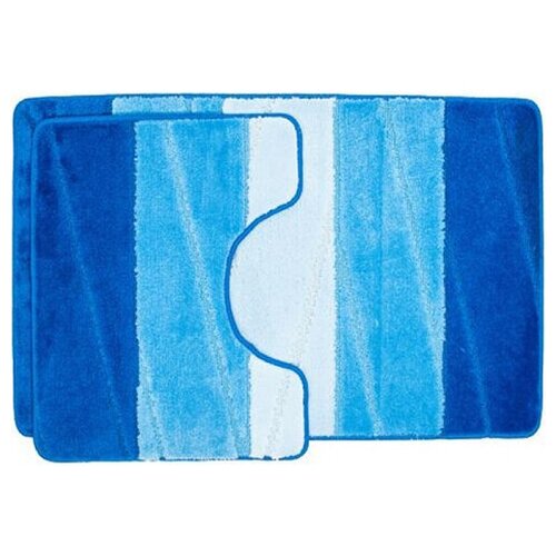 Набор ковриков для ванной комнаты Home Decor Multicolor из 2штук 60х100см и 50х60см ворс 12мм противоскользящий голубой