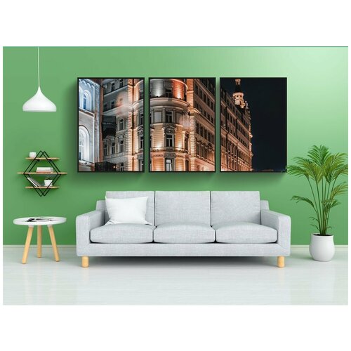 фото Набор модулных постеров для интерьера "ночь, город, зима" 60x90 см. в тубусе, без рамки lotsprints