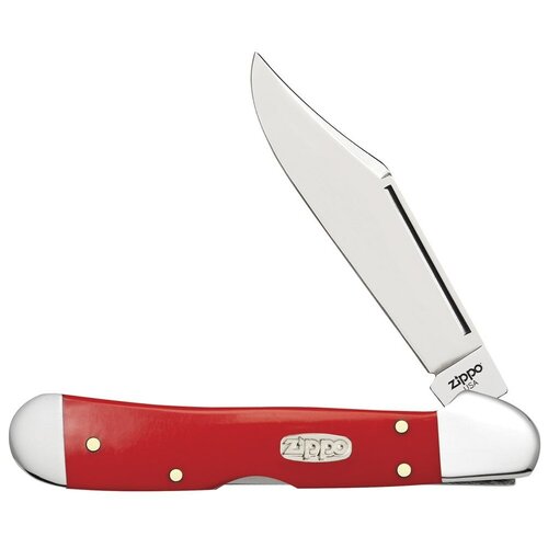 Набор: нож перочинный ZIPPO Red Synthetic Smooth Mini Copperlock, 92 мм, красный + зажигалка ZIPPO 207,
