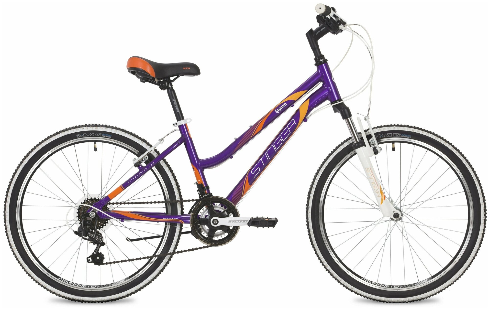Подростковый велосипед Stinger Bike Stinger 24" Laguna фиолетовый, размер 14", Microshift 24AHV.Laguna.14VT10