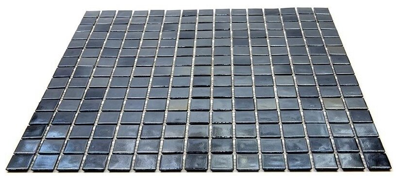 стеклянная плитка для кухонного фартука одноцветная чип 20 Alma PE-BK902 серый черный квадрат глянцевый перламутр - фотография № 6