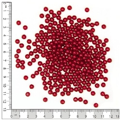 Бусины перламутровые красные 6 мм (35 г)