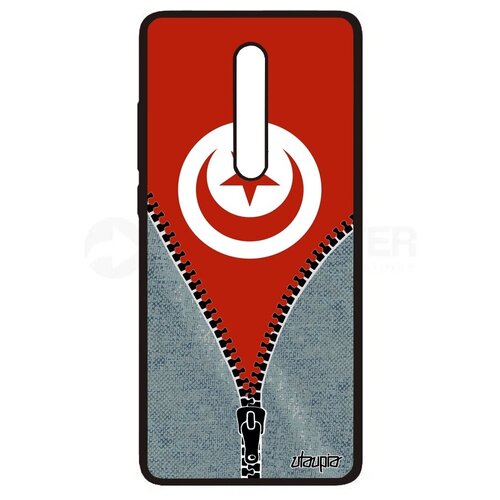 фото Защитный чехол на телефон // xiaomi redmi k20 // "флаг туниса на молнии" государственный дизайн, utaupia, серый