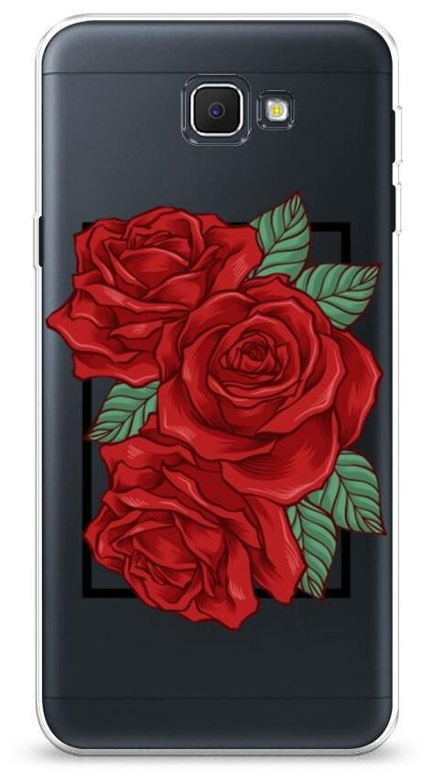 Силиконовый чехол "Три алые розы" на Samsung Galaxy J5 Prime 2016 / Самсунг Галакси Джей 5 Прайм 2016