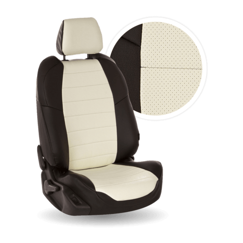фото Чехлы и накидки на сиденья автопилот чехлы из экокожи на лада гранта лифтбек, цвет черный + белый