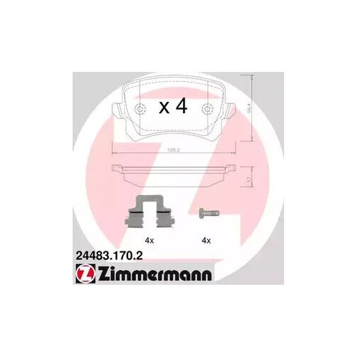 244831702 ZIMMERMANN 24483.170.2_колодки дисковые задние!\ VW Tiguan 1.4TFSi/2.0TDi/2.0TFSi 07>