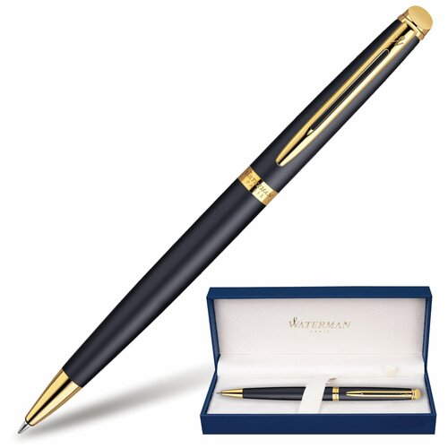 waterman ручка шариковая hemisphere matt black gt 0 8 мм s0920770 1 шт Ручка подарочная шариковая WATERMAN «Hemisphere Matt Black GT», черный матовый лак, позолоченные детали, синяя, S0920770