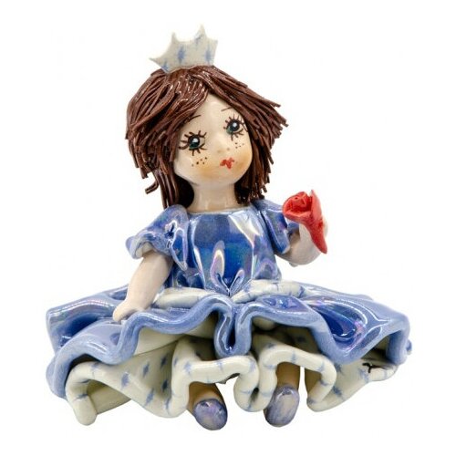 Статуэтка Кукла принцесса в голубом платье, красным цветком Высота: 8 см ZamPiva Pastelceramica