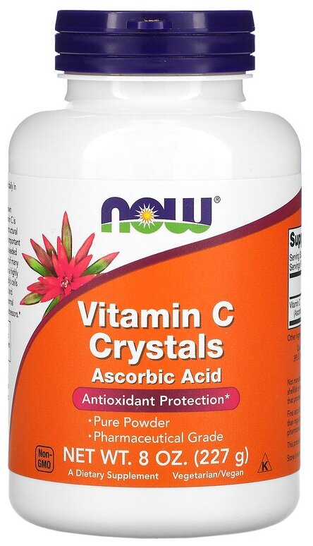 Порошок NOW Vitamin C Crystals, 227 г, 101 шт.