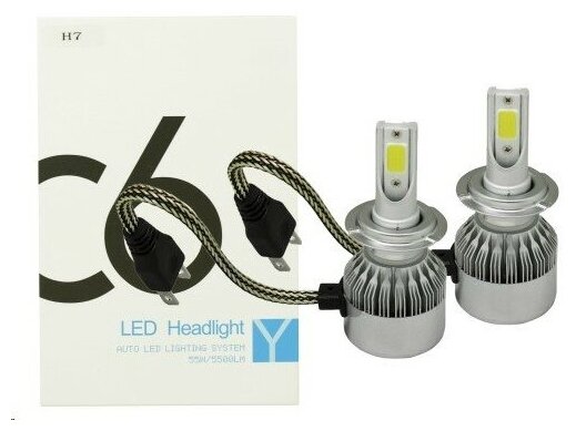 Лампа H7 12V LED 36W/3800LM 6000K 2 шт C6 C6 H7