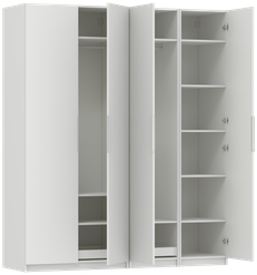 Шкаф для одежды Eksa/Berga c 10-ю полками, 2-мя штангами и 2-мя ящик-лотками, ШхГхВ 200х60х236 см, белый