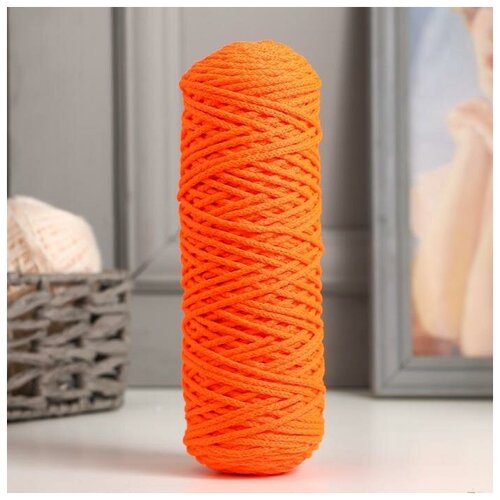 Softino Шнур для вязания Классик без сердечника 100% полиэфир ширина 4мм 100м (оранж. люмин.)