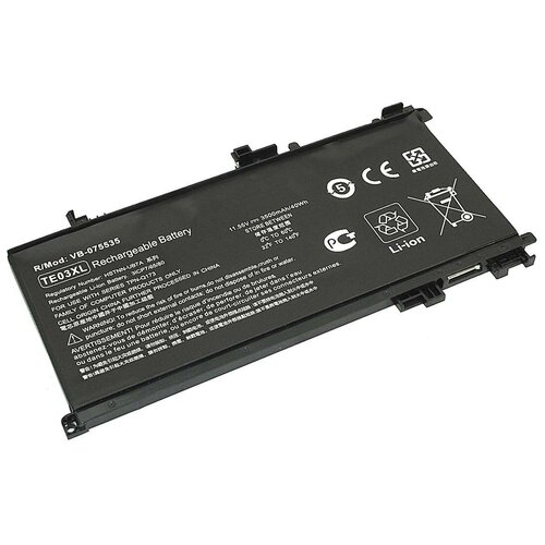 Аккумуляторная батарея (аккумулятор) TE03-3S1P для ноутбука HP TPN-Q173 11,55V 3500mAh черная