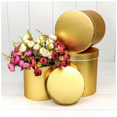 фото Набор коробок цилиндр, серебряная полоска, золото, металлик, 19*19*19 см, 3 шт. дон баллон