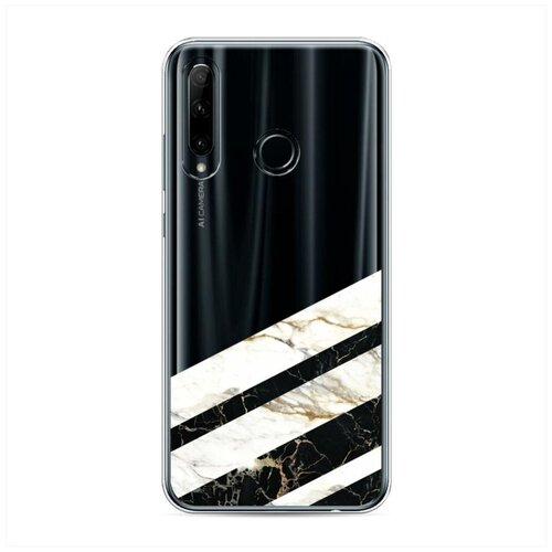 фото Силиконовый чехол "черно-белый мрамор половинка" на honor 20e / хонор 20е case place