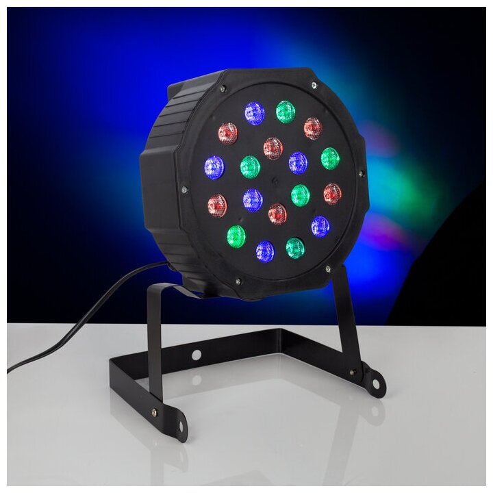 фото Luazon Lighting Прожектор для сцены, 18 Вт, 220 В, 18 диодов, DMX упр, провод 1 м, RGBW