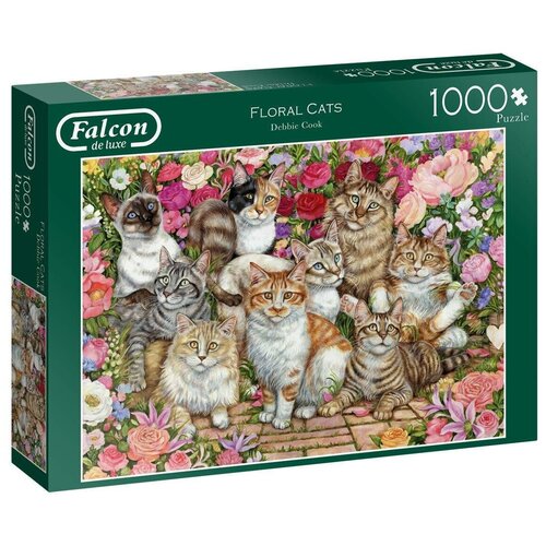 Пазл Falcon 1000 деталей: Кошки в цветах