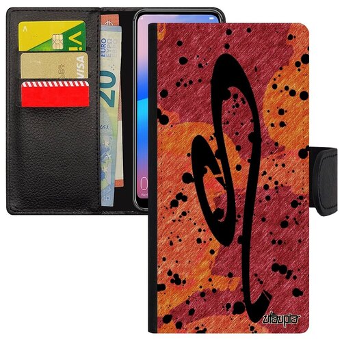 фото Дизайнерский чехол книжка на телефон // huawei p30 lite // "знак зодиака лев" zodiac стиль, utaupia, оранжевый
